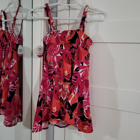 Swimdress Swimsuit Croft And Barrow Tropicana Bow Dress Floral Metallic Print - Picture 9 of 12